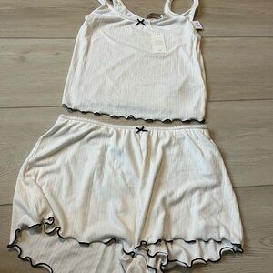 Abercrombie & Fitch White Pajama Set with Black Accents